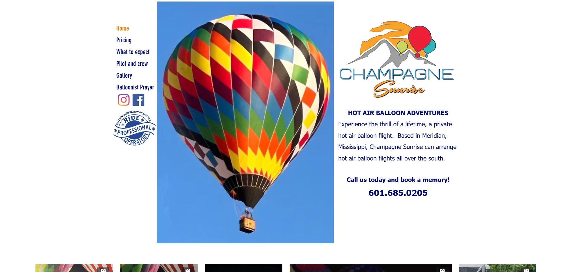 Original website before the redesign — Champagne Sunrise (1/5)