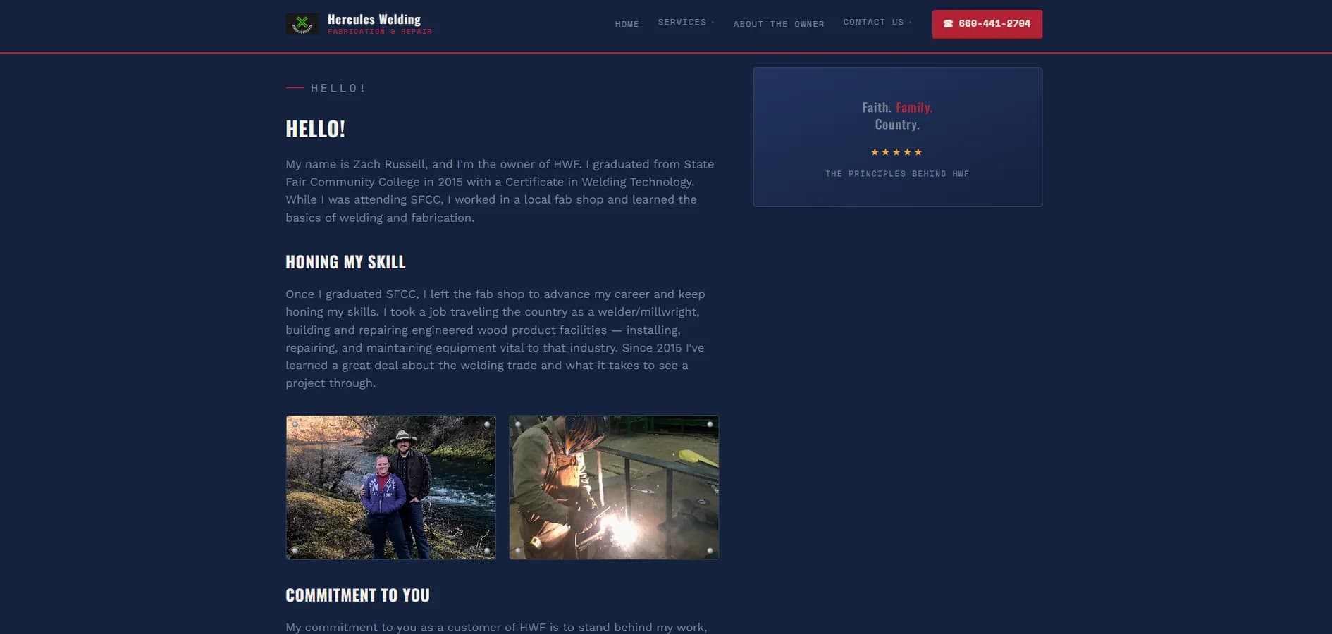 Redesigned website after — Hercules Welding & Fab (3/5)
