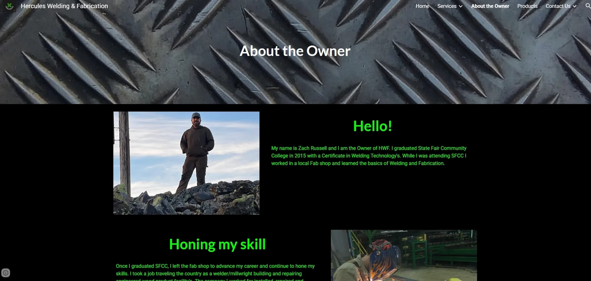 Original website before the redesign — Hercules Welding & Fab (3/5)