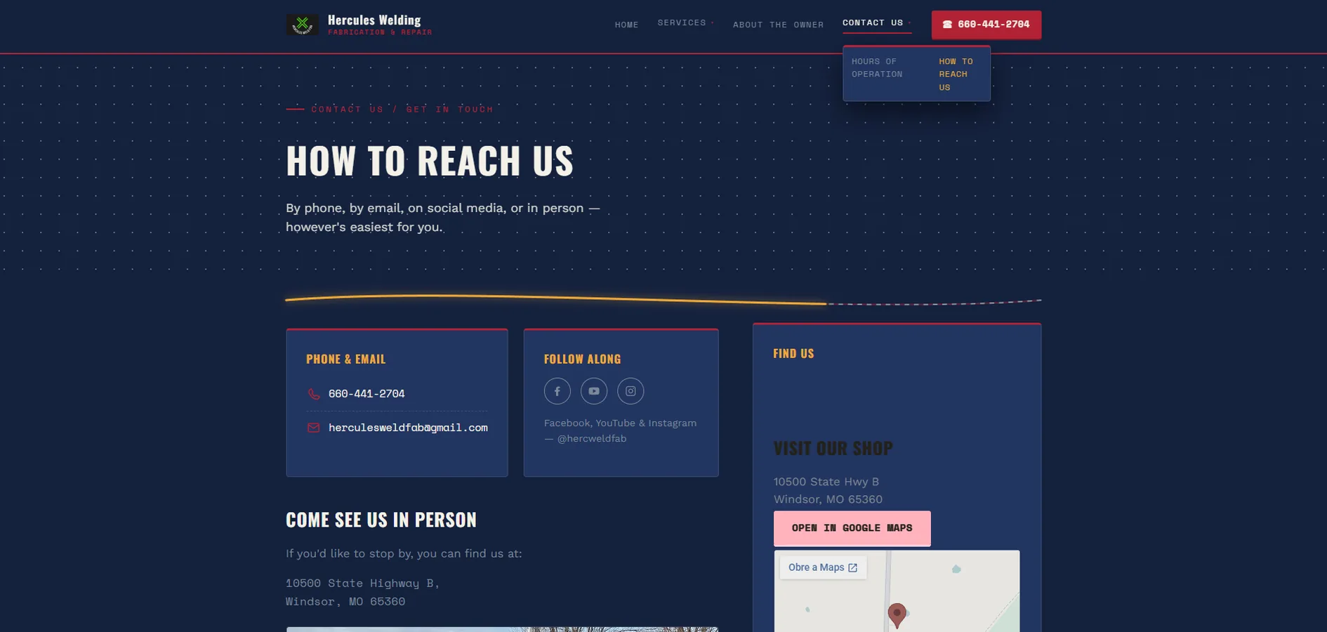 Redesigned website after — Hercules Welding & Fab (4/5)