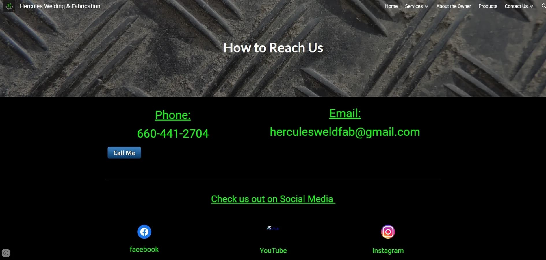 Original website before the redesign — Hercules Welding & Fab (4/5)