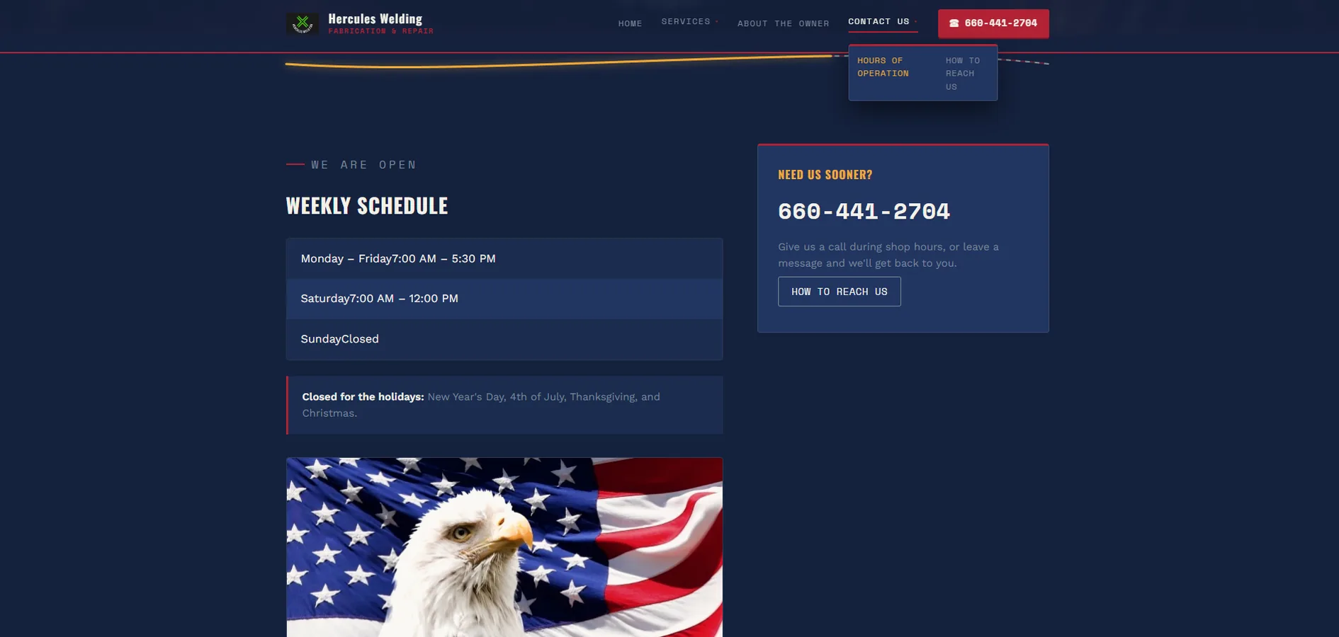 Redesigned website after — Hercules Welding & Fab (5/5)