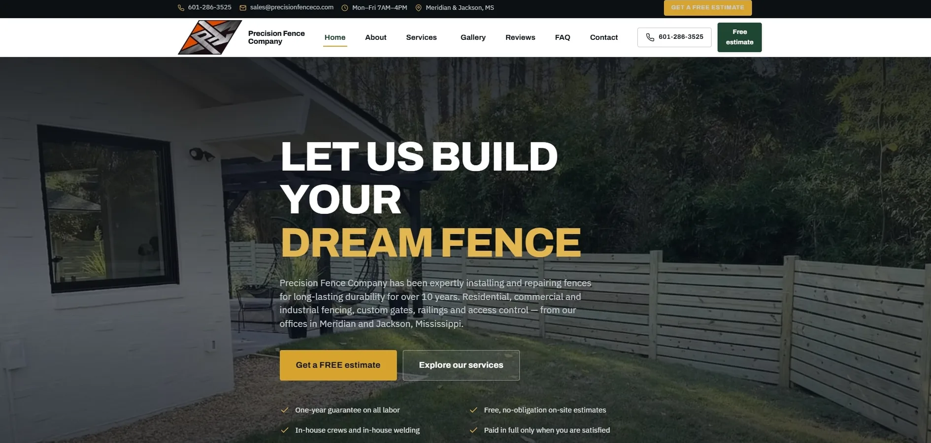 Redesigned website after — Precision Fence Company (1/5)
