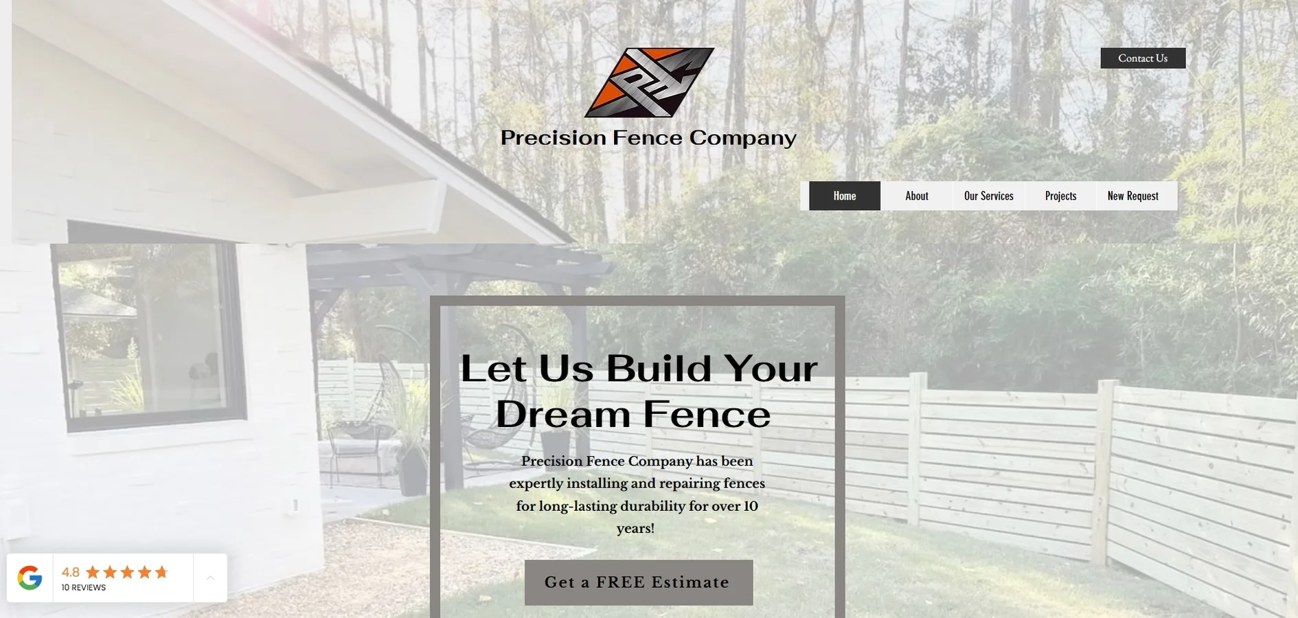 Original website before the redesign — Precision Fence Company (1/5)