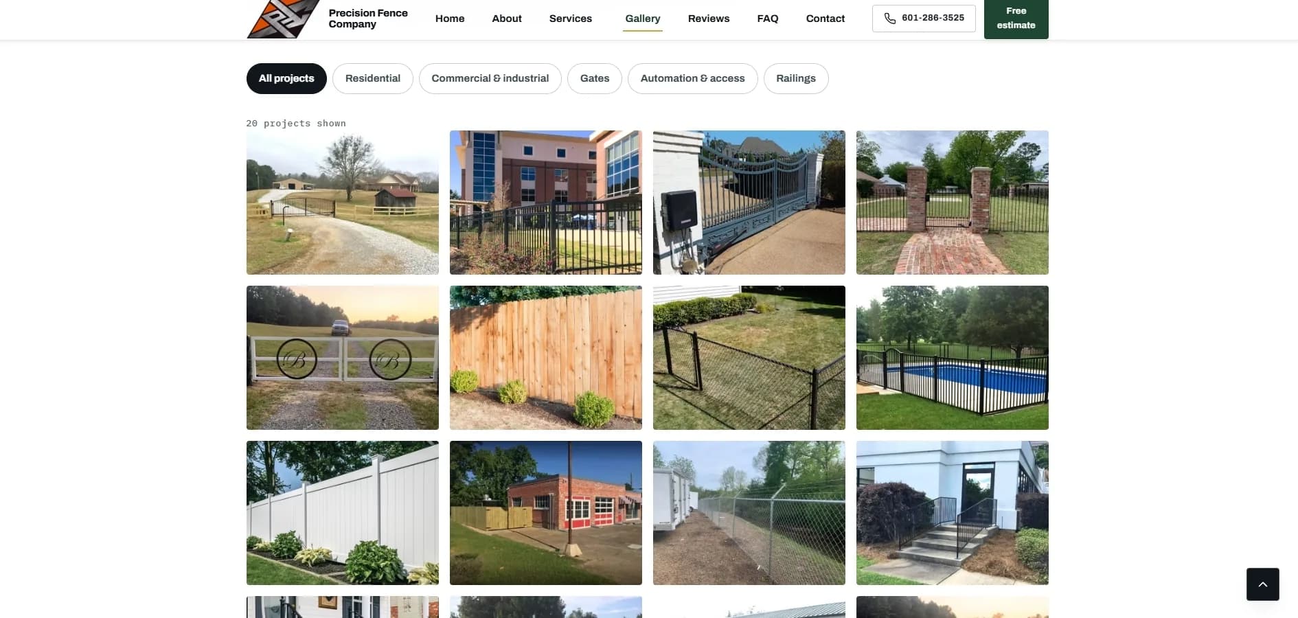 Redesigned website after — Precision Fence Company (3/5)