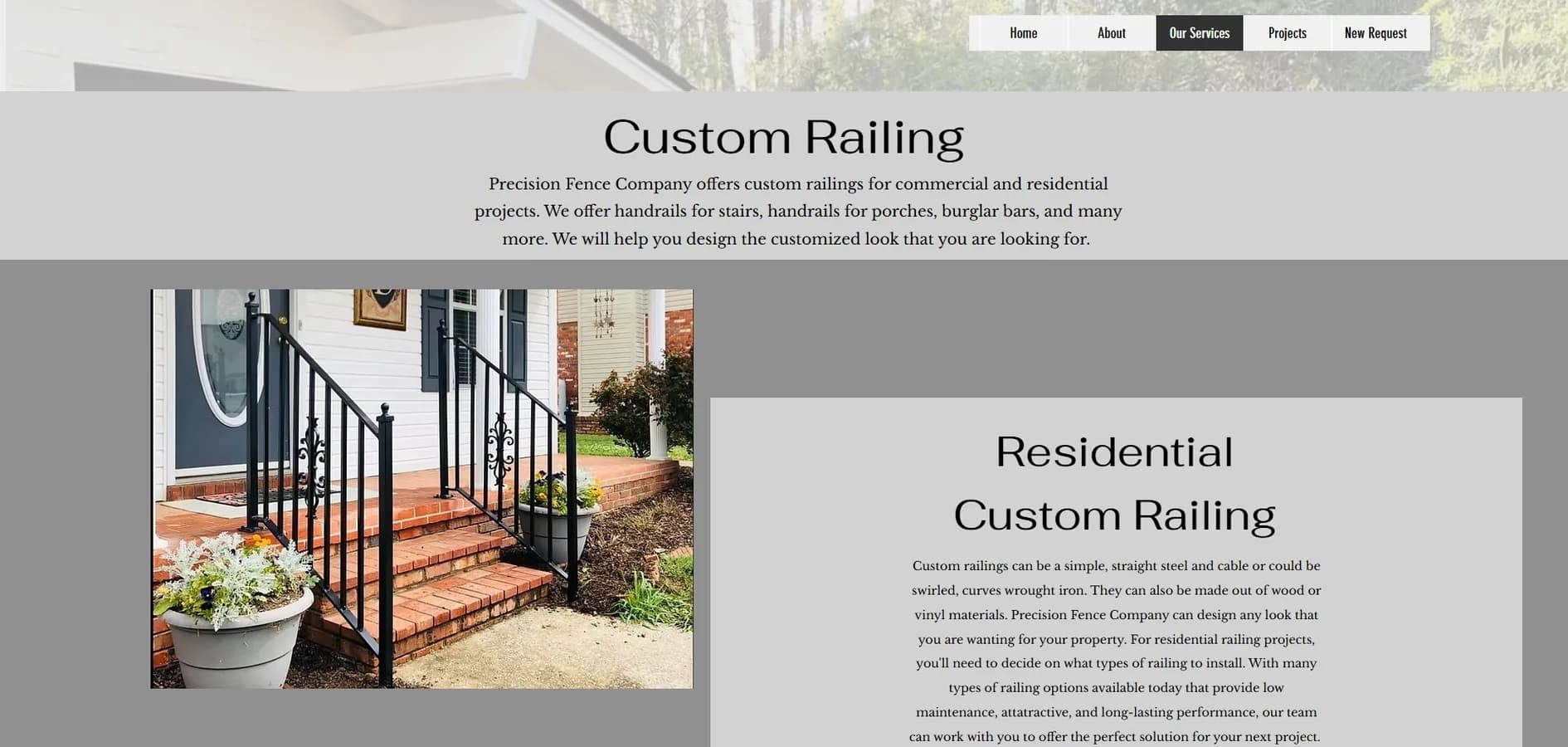 Original website before the redesign — Precision Fence Company (3/5)