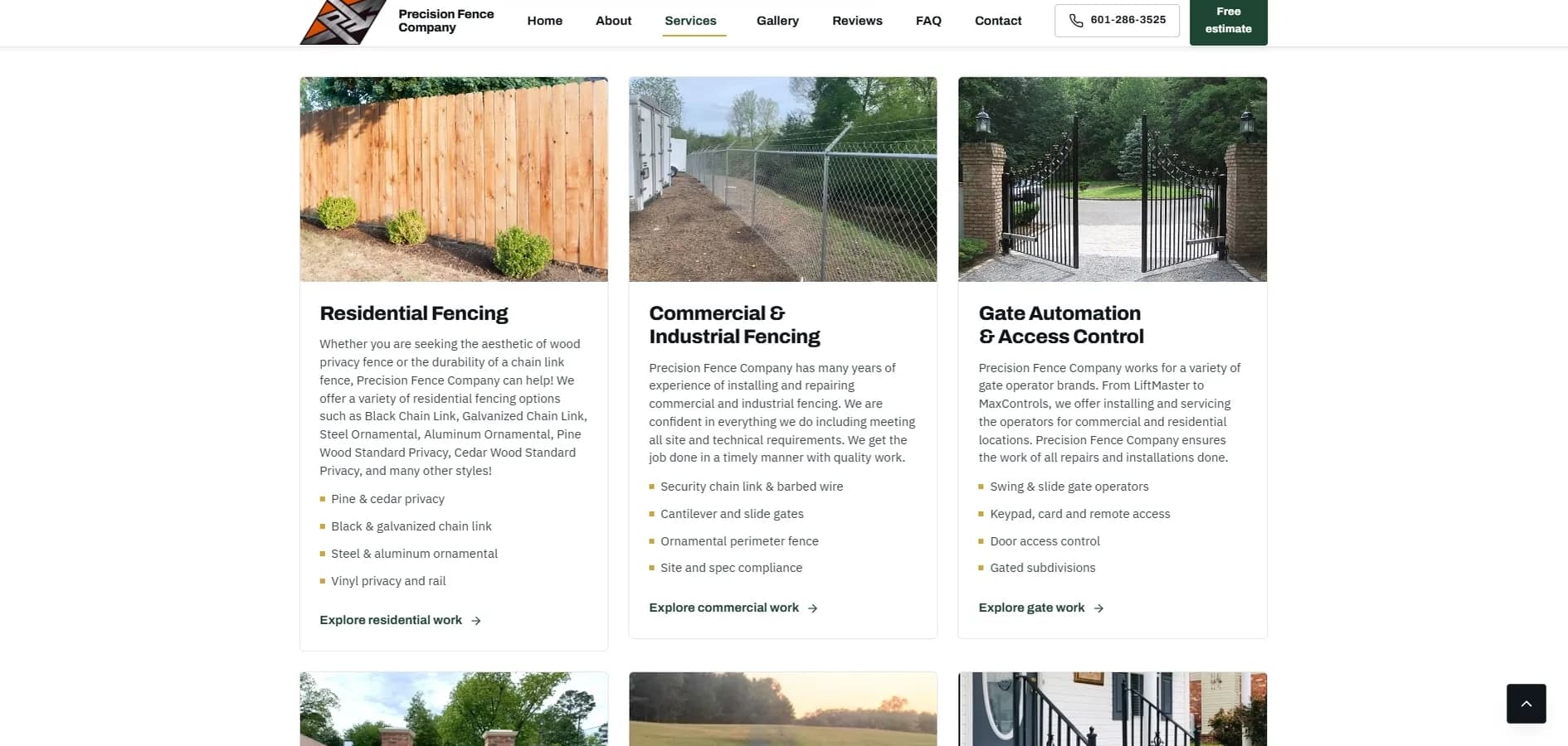 Redesigned website after — Precision Fence Company (4/5)