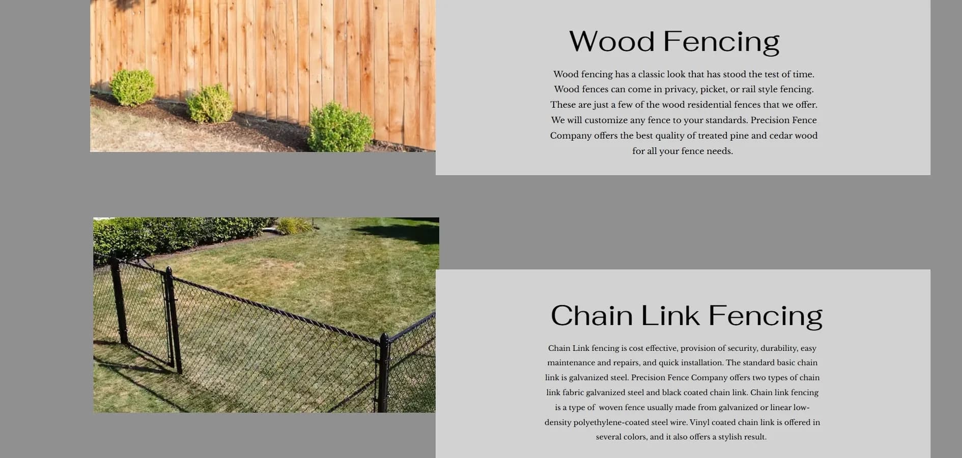 Original website before the redesign — Precision Fence Company (4/5)