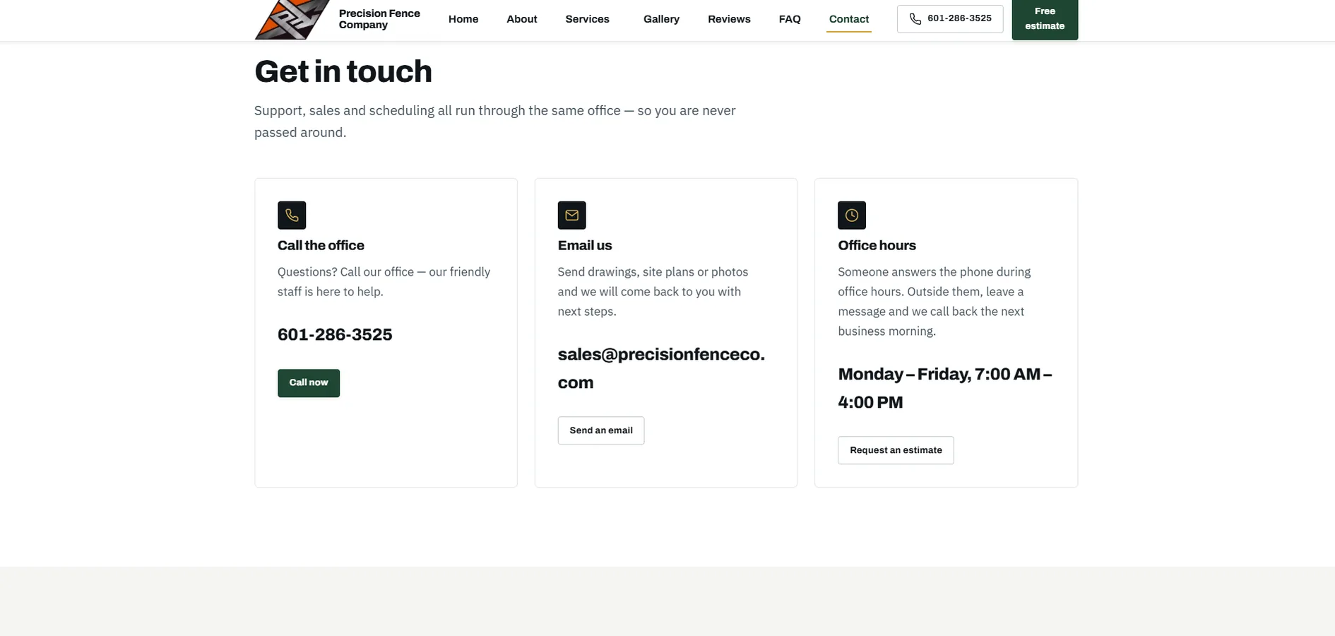 Redesigned website after — Precision Fence Company (5/5)