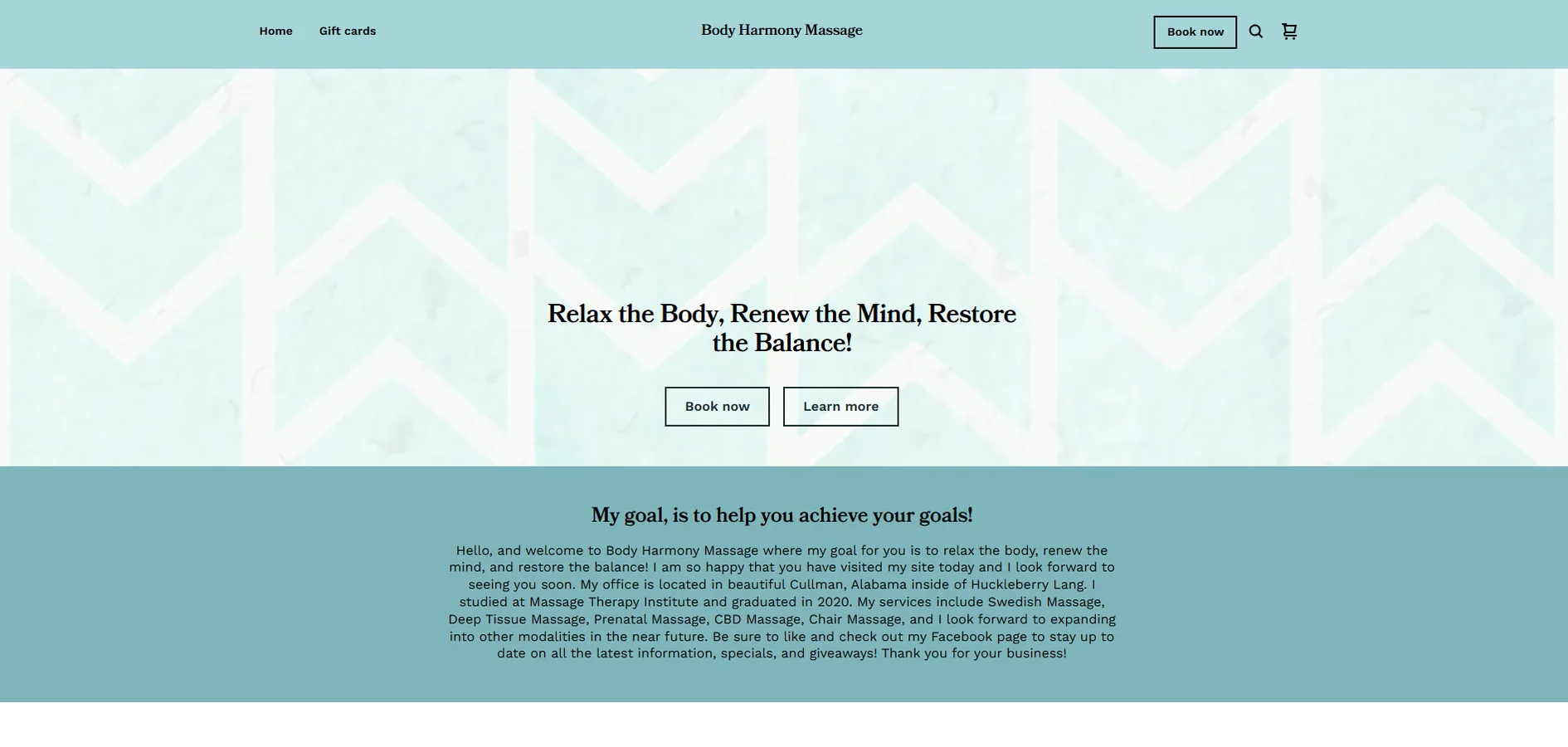 Original website before the redesign — Body Harmony Massage (1/4)