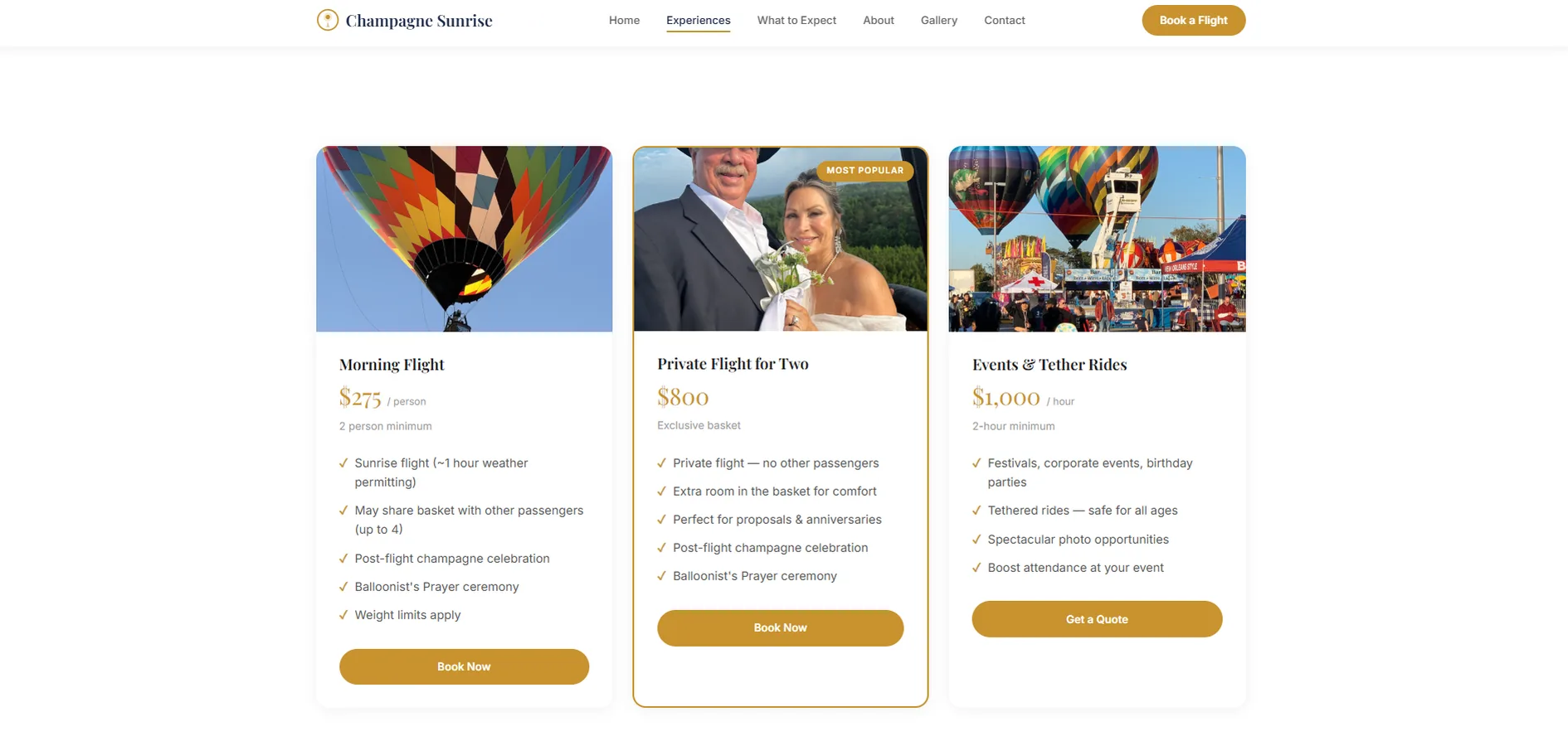 Redesigned website after — Champagne Sunrise (3/5)