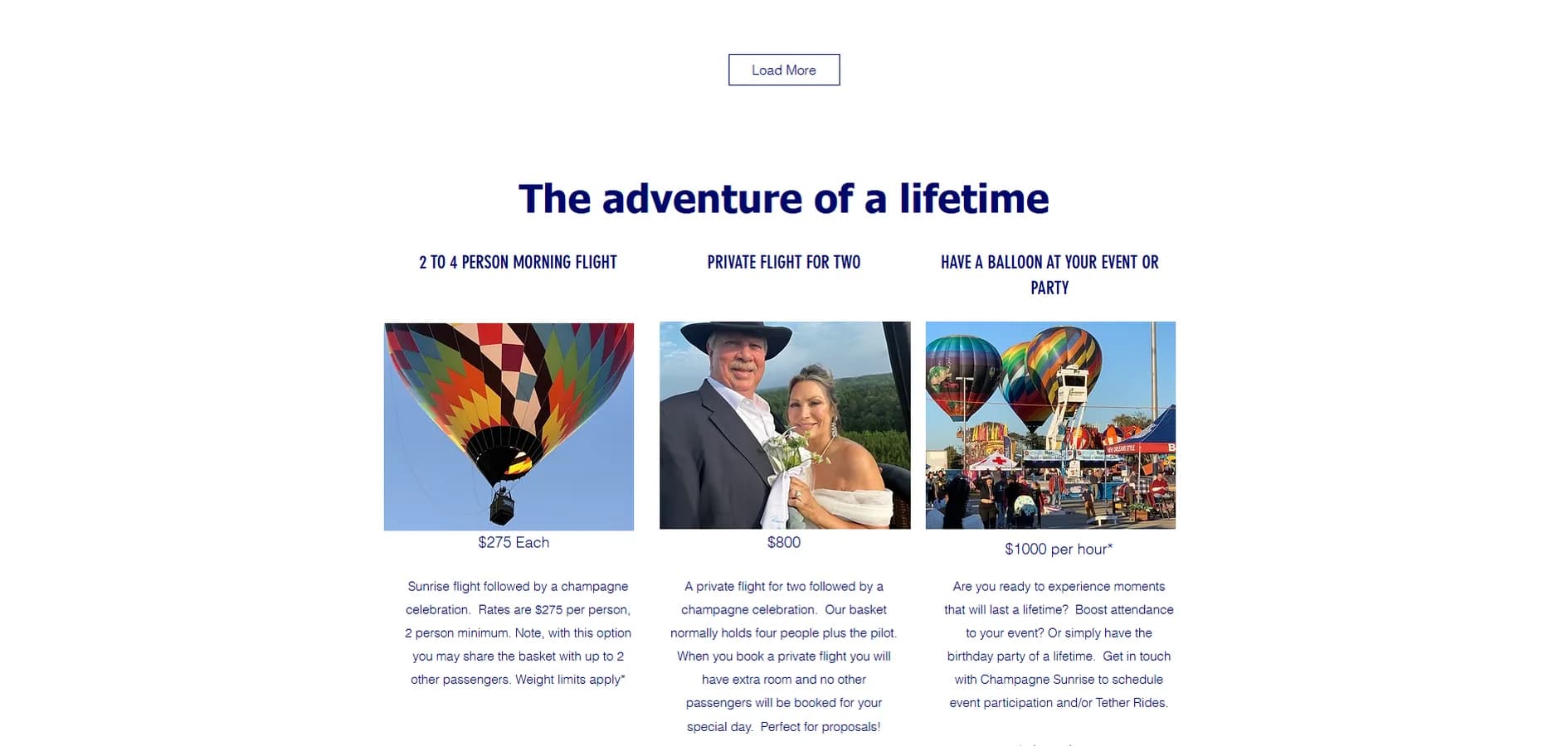 Original website before the redesign — Champagne Sunrise (3/5)
