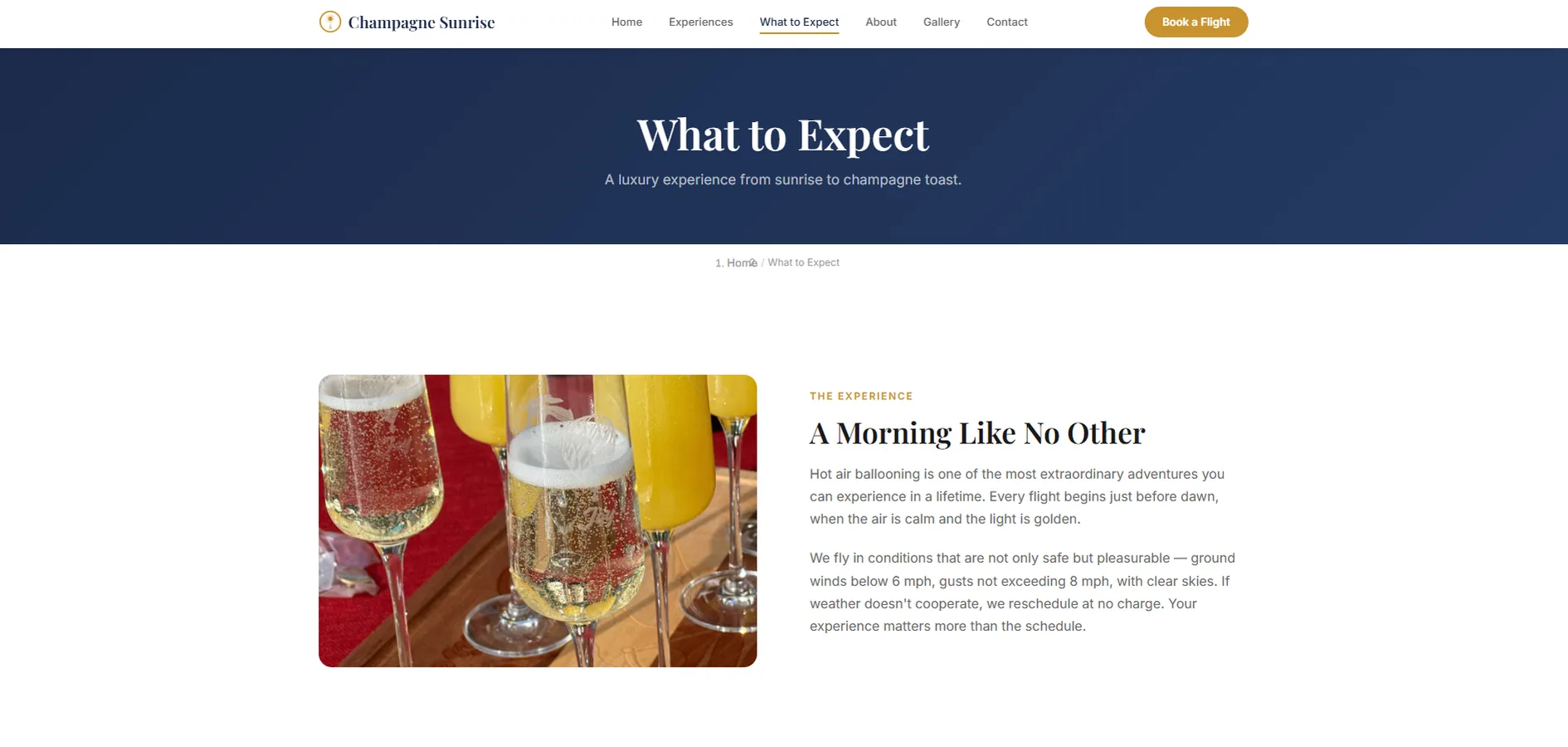 Redesigned website after — Champagne Sunrise (4/5)