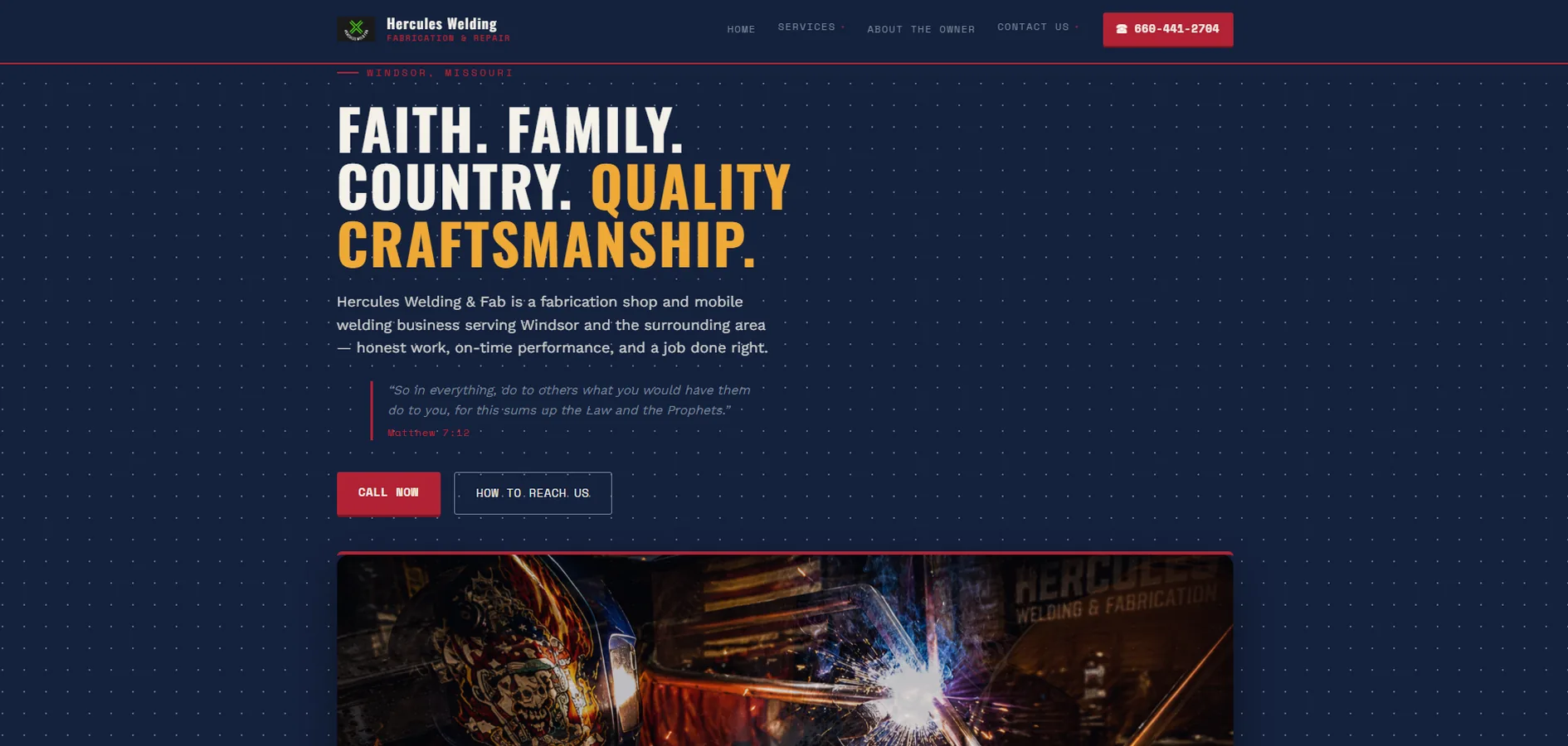 Redesigned website after — Hercules Welding & Fab (1/5)
