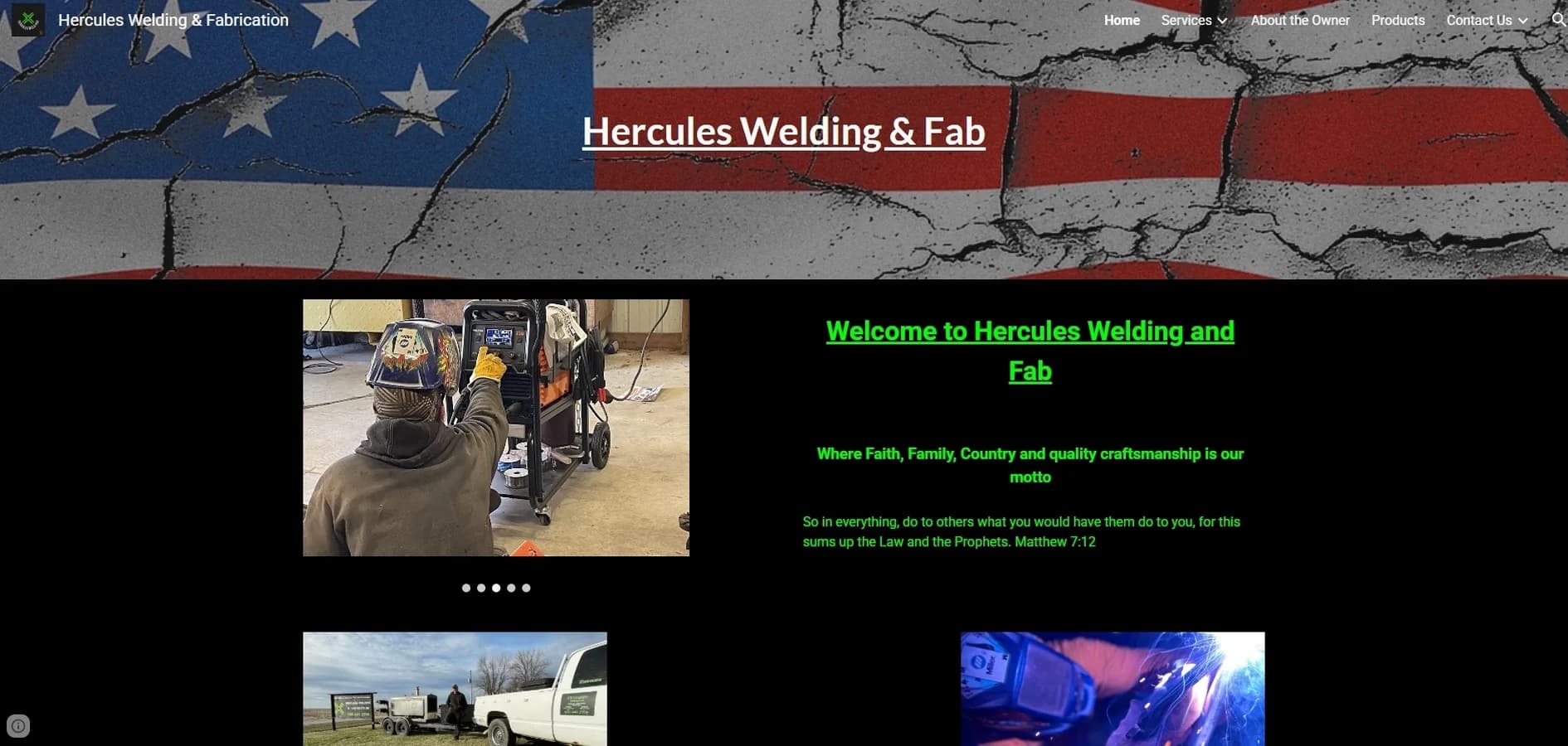 Original website before the redesign — Hercules Welding & Fab (1/5)